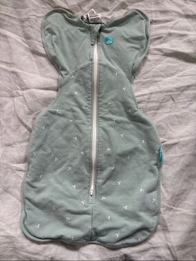 Love to Dream Sage Green Swaddle Sack with White Sprout Motif